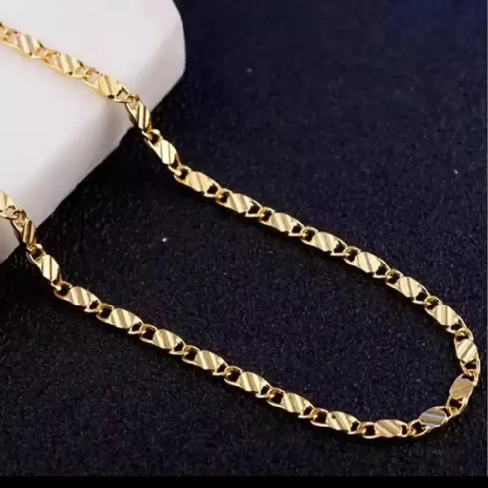 18k Gold Plated Chain Necklace Spanish Style Catholic Valentines Birthday Gift